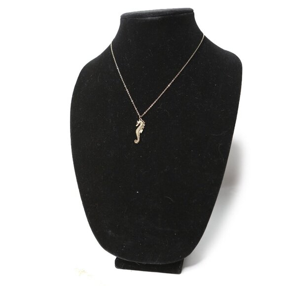 Seahorse Brass Tone Pendant Necklace Marine Nautical Retro Jewel Gold Metal - Picture 4 of 9